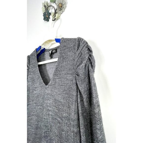 W By Worth Womens Pullover Sweater Size Small V Neck Herringbone Wool Blend Gray - Picture 5 of 8